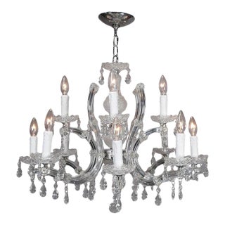 Vintage Italian Cut Crystal and Chrome 12-Light Chandelier, 20th Century For Sale