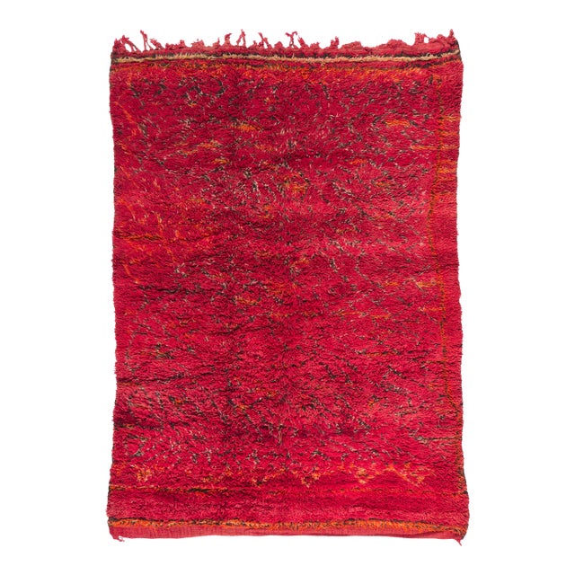 Vintage Red Moroccan Beni M'Guild Rug - 06'01 X 08'03 For Sale
