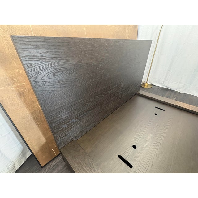 Brown Rh Machinto Panel Bed – Queen | 50" Headboard | Brown Oak For Sale - Image 8 of 18