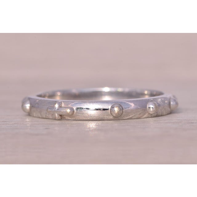 The Hap: White Gold Rosary Cross Band For Sale - Image 4 of 10