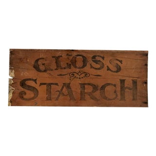 Antique Gloss Starch Wooden General Store Laundry Advertising Sign For Sale