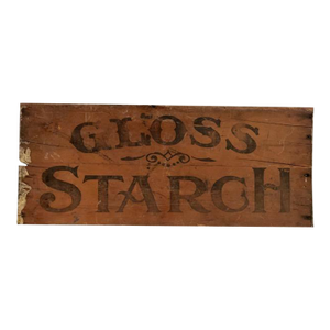 Antique Gloss Starch Wooden General Store Laundry Advertising Sign