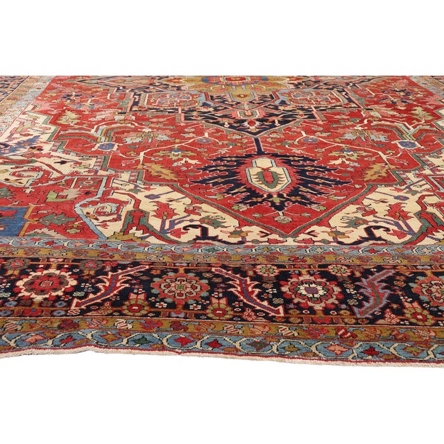Late 19th Century Persian Serapi Rug, 12'00 X 18'04 For Sale - Image 4 of 10
