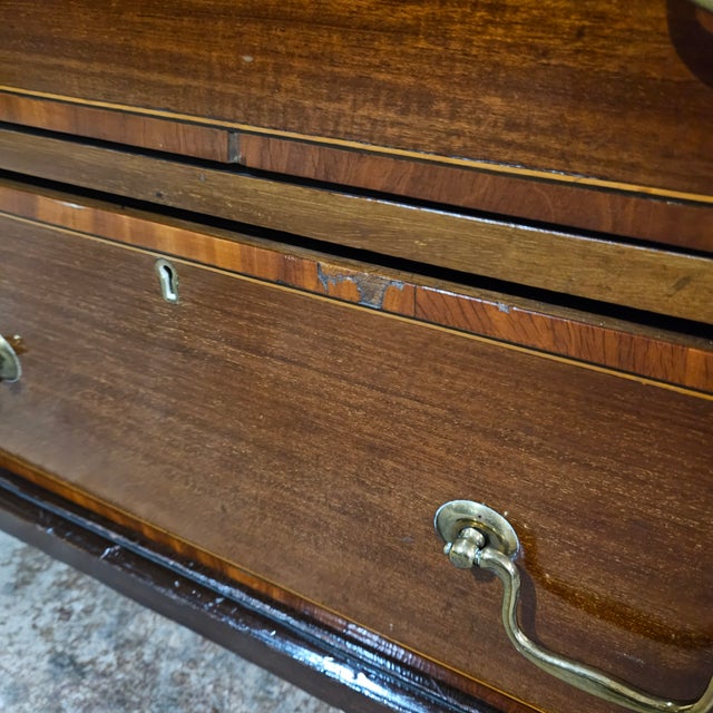 Late 19th Century Edwardian Urn & Swag Inlaid, Satin Banded, Mahogany 5 Drawer Bureau on Bracket Feet For Sale - Image 15 of 18