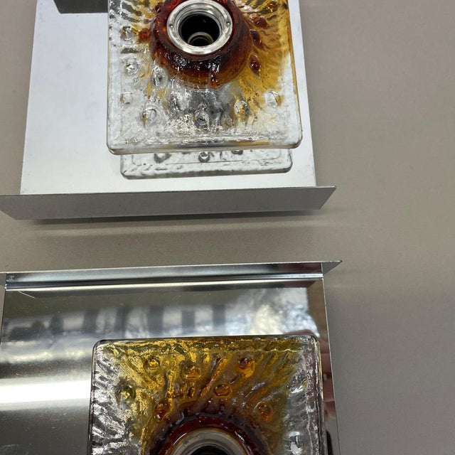 Murano Glass and Chrome Metal Wall Lights from Mazzega, Italy, 1970s, Set of 2 For Sale - Image 8 of 18