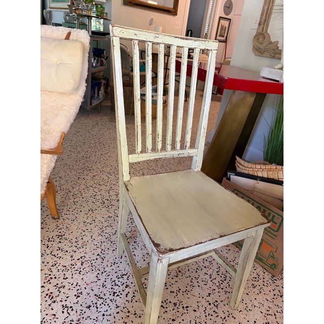 Set of 4- hand painted “old world” dining chairs manufactured in Florence Italy by “Buying & Design “ They are painted in...
