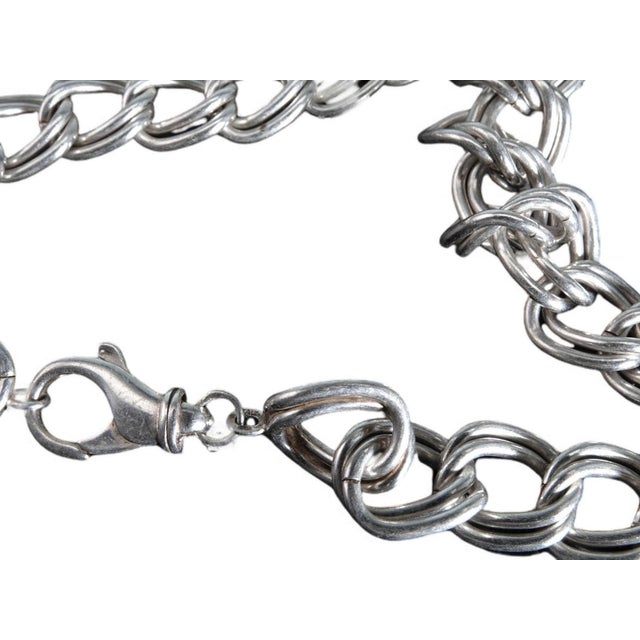 17" 97 gram Sterling Silver Double Chain link necklace For Sale In Austin - Image 6 of 7