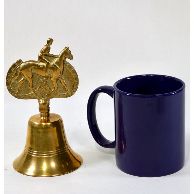 Brass Vintage Mid-Century Solid Brass Equestrian Hand Bell - Horse & Jockey For Sale - Image 8 of 8