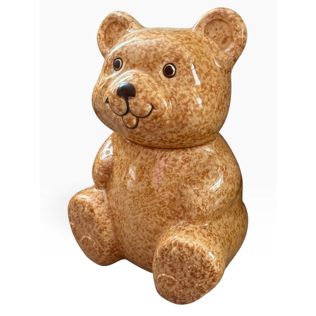 Vintage Avon Speckled Teddy Bear Cookie Jar, Ceramic, 10.5" For Sale - Image 4 of 8