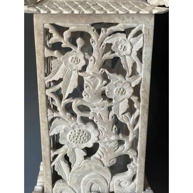 Welcome to Celestial Nonesuch For Sale Today: LARGE Vintage Hand Carved Openwork Soapstone Chinese Pagoda Lantern Lamp...