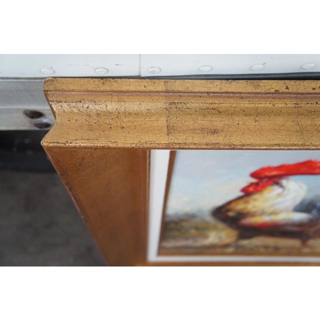 Gold Impressionist Country Farmhouse Rooster Portrait Oil Painting on Canvas For Sale - Image 8 of 13