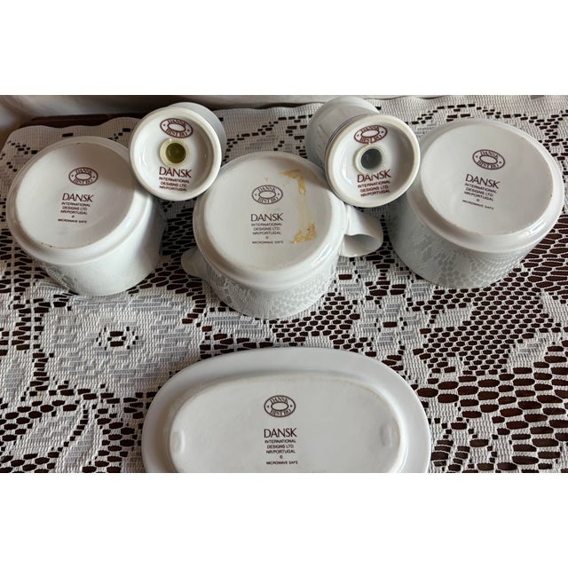 Dansk Bistro Christianshavn Blue Porcelain Hostess Set: includes a covered butter dish, creamer, sugar bowl, jam bowl &...