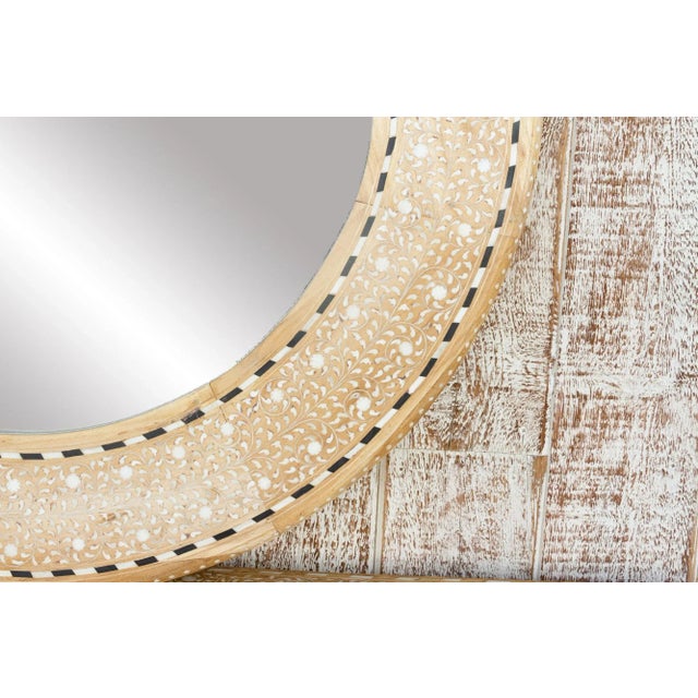 Bleached Farmhouse Zellige Round Inlay Mirror For Sale - Image 4 of 8