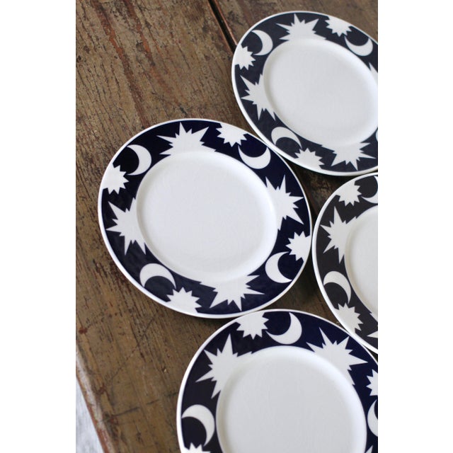 Blue Pagnossin Ironstone Set of 4 Cobalt Blue With Stars and Moons Salad Plates For Sale - Image 8 of 11