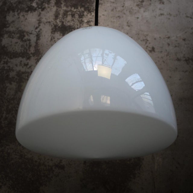 Mid-Century White Opaline Glass Ceiling Lamps with Brass Top by Philips, Holland For Sale - Image 6 of 8