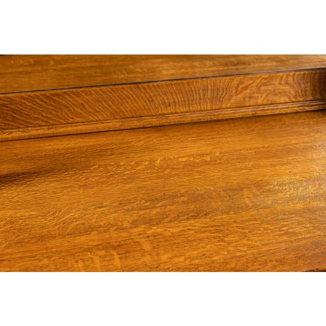Antique Empire Revival Oak Clawfoot Sideboard With Mirror For Sale - Image 9 of 11