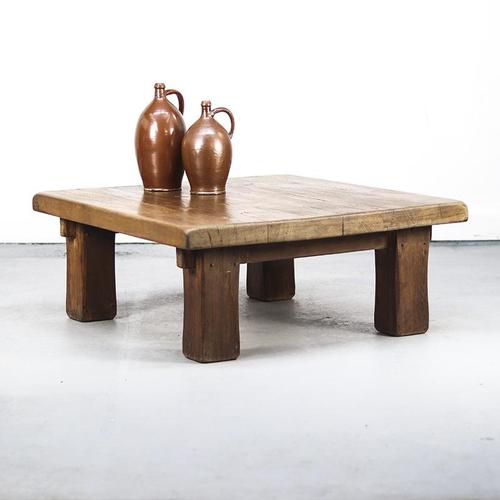 Large Vintage Rustic Brutalist Coffee Table, 1960s For Sale - Image 10 of 10