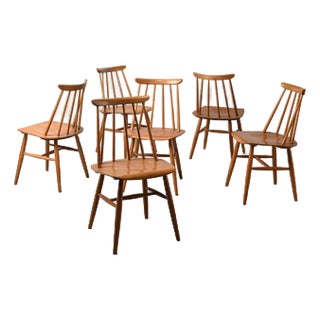 Mid-Century Modern Dining Chairs by Ilmari Tapiovaara, Set of 6 For Sale