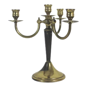Vintage English Brass Four Candle Candelabra