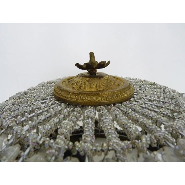 Metal Empire Style Bronze Ceiling Light with Glass Pendants, 1980s For Sale - Image 7 of 10