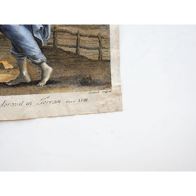 Traditional Antique Itaian Hand Colored Distressed Engraving of Abraham For Sale - Image 3 of 6