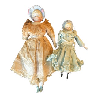 Two 19th Century Bisque + Porcelain Dolls For Sale