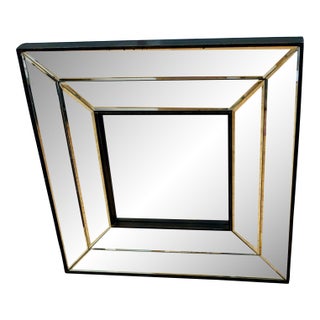 1980s Neo Deco LaBarge Style Beveled, Stepped Mirror For Sale