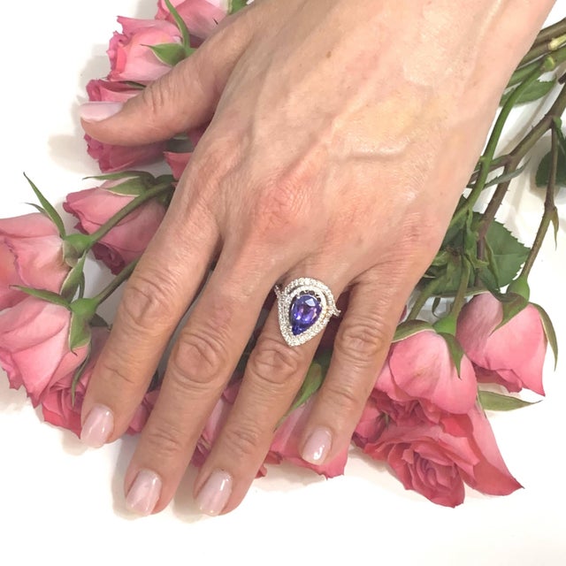 Natural Tanzanite Diamond Ring 14k Gold 4.54 TCW GIA Certified For Sale - Image 10 of 12