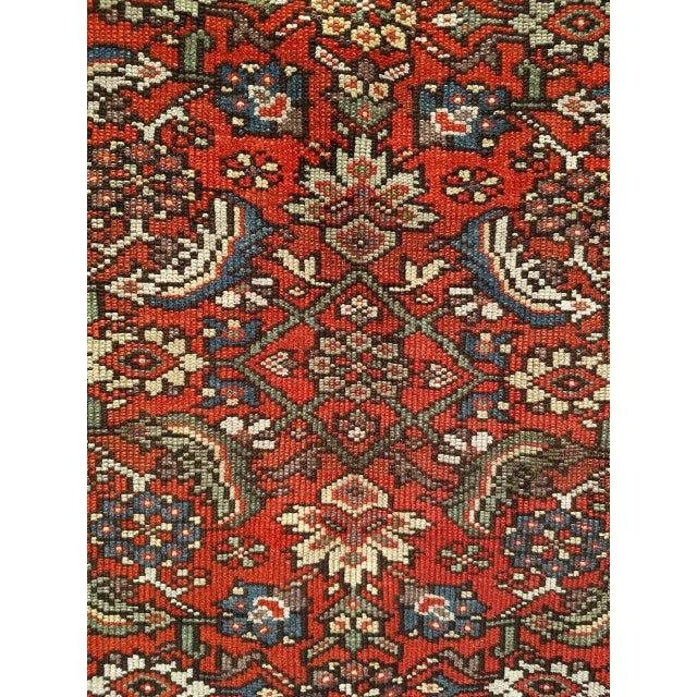 19th Century Persian Farahan Wide Runner, Hand-Knotted Wool, Allover Herati Geometric Pattern, Red & Green, 4x14 For Sale - Image 15 of 16