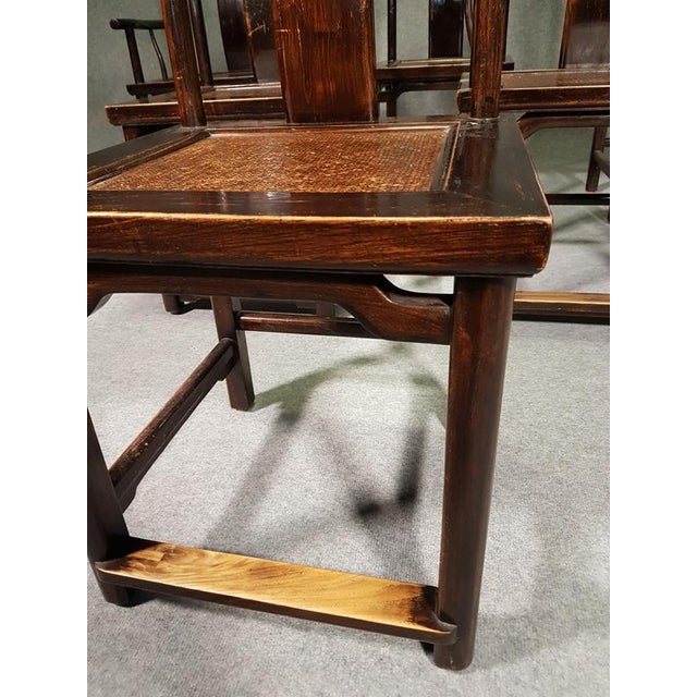 Vintage Chinese Brown Tall Yokeback Chairs, Set of 6 For Sale - Image 10 of 16