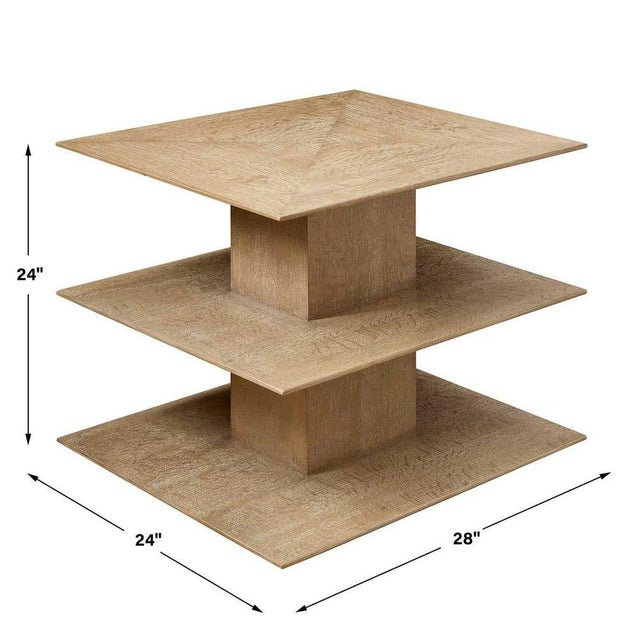Stash objects in this beautifully-made table of flaky American white oak veneer in a blonde ceruse finish. The top veneer...