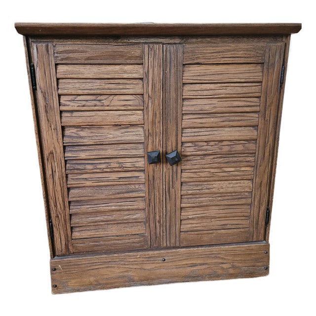 Late 20th Century Ranch Oak Cabinet With Shelf, Attributed For Sale