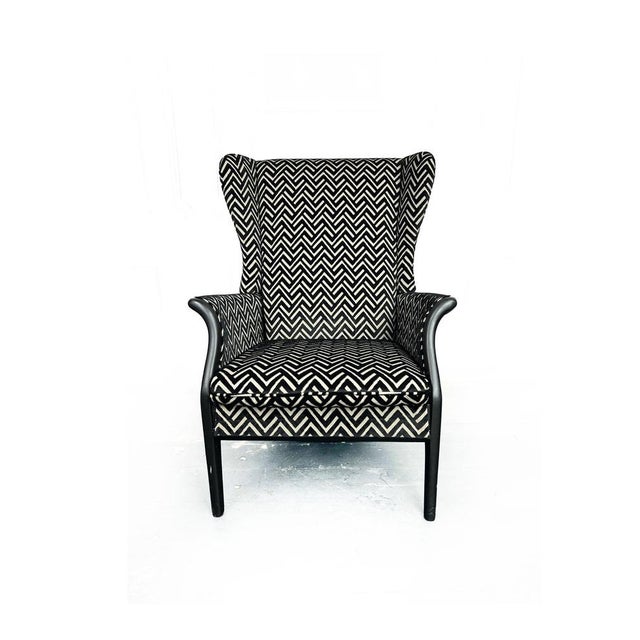 Mid-Century Modern #750 Froxfield Wing Back Chair in Mono Velvet Jacquard by Parker Knoll, 1980s For Sale - Image 12 of 12