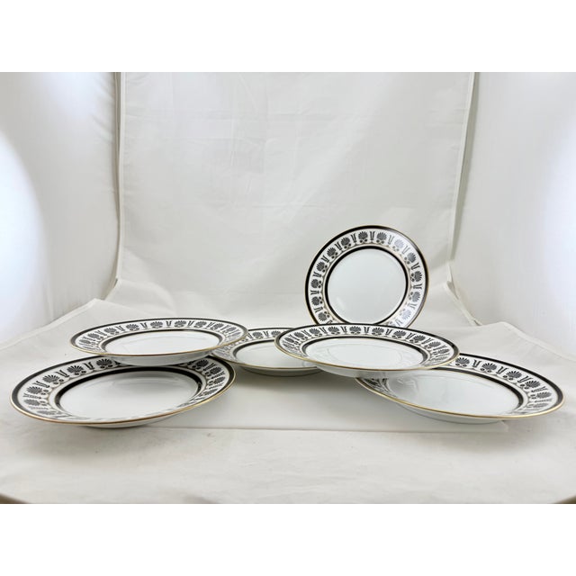 Hollywood Regency 1980s Richard Ginori Ercolano Black Salad/Dessert Plates - Set of 6 - Italy For Sale - Image 3 of 5