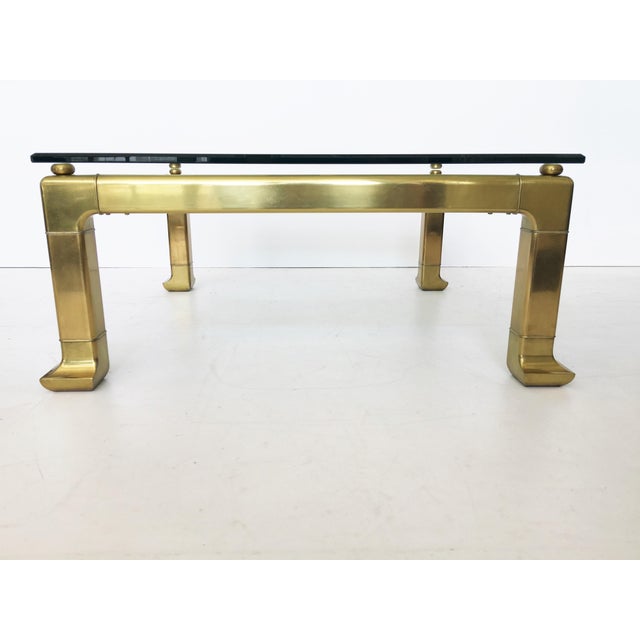 Metal Modern Brass Coffee Table by Mastercraft With Glass Top For Sale - Image 7 of 9