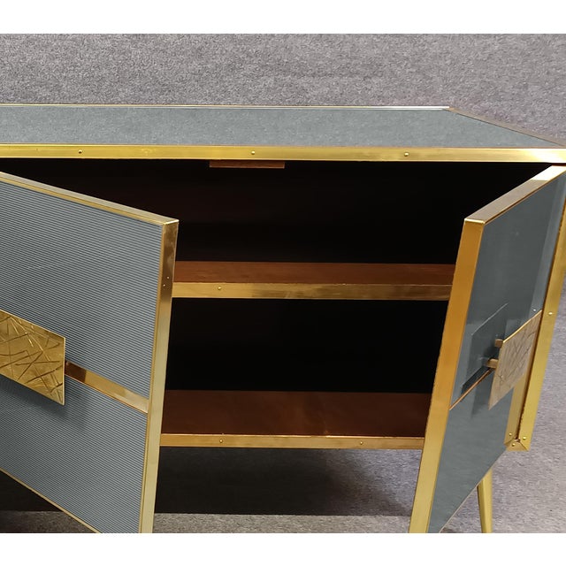 Gold Sideboard with Murano Glass Doors from Justfurnituress SRL For Sale - Image 8 of 9