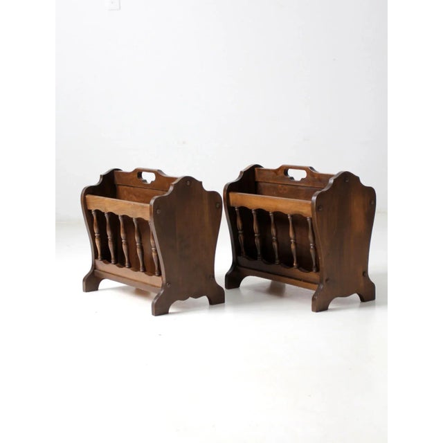 Cabin Vintage Lodge Style Magazine Racks Pair For Sale - Image 3 of 13
