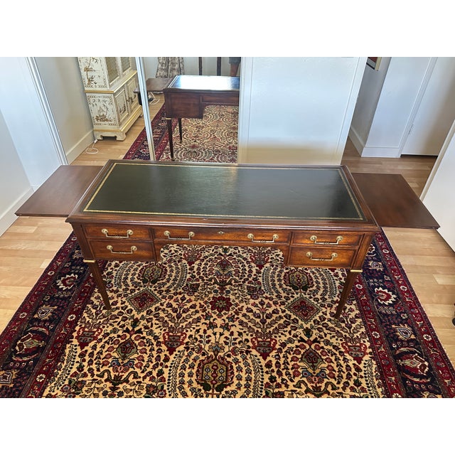 Early 20th Century John Widdicomb Mahogany Partner's Desk With Leather Top and Pull-Out Writing Slides For Sale - Image 10 of 16