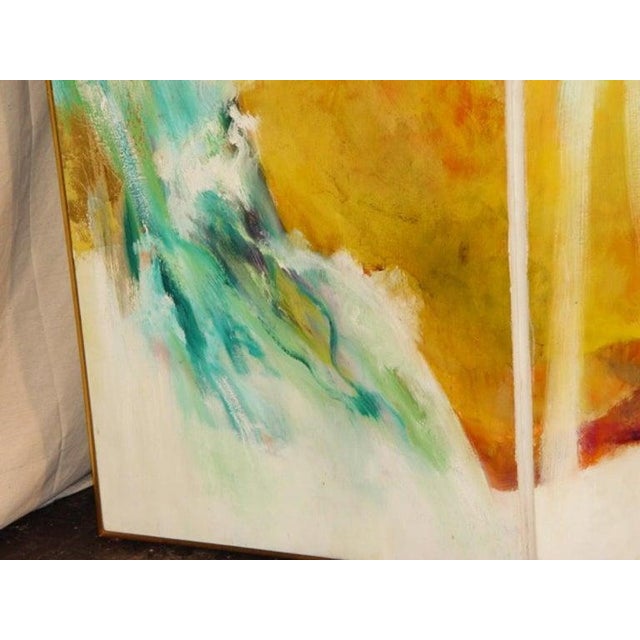 Lenn Kanenson American abstract artist Waterfall by Lenn Kanenson 73.5" x 73" folding wall screen Signed by Kanenson...