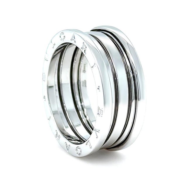 Contemporary Bvlgari 18ct White Gold B.Zero1 3 Band Ring 10.61g, Size 8.5 For Sale - Image 3 of 9
