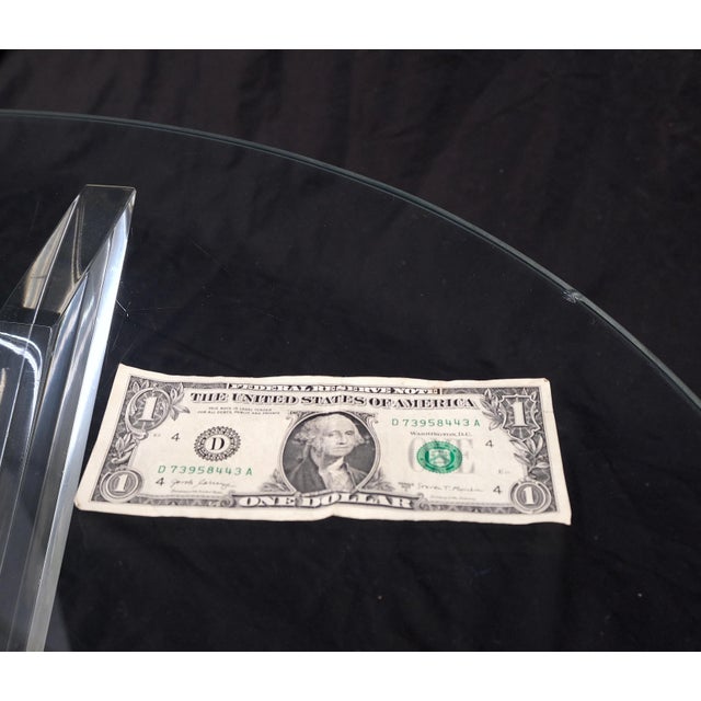 Brass & Lucite Round Glass Top Coffee Occasional Table Clean! For Sale - Image 11 of 16