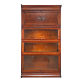 Antique Victorian Style Writing Bureau Barrister Bookcase For Sale