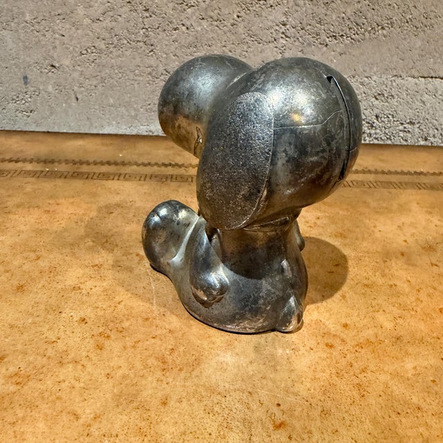 Metal Vintage Silver-Plated Snoopy Peanuts Money Box Can Bank Leonard For Sale - Image 7 of 10