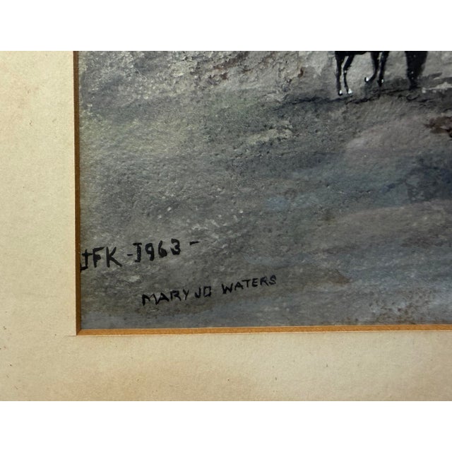 Vintage Original 1963 Mary Jo Waters JFK Presidential Funeral Acrylic Painting For Sale - Image 4 of 13