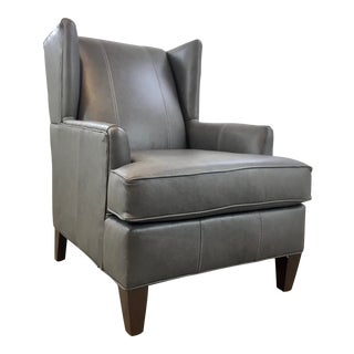Modern Gray Leather Club Chair For Sale