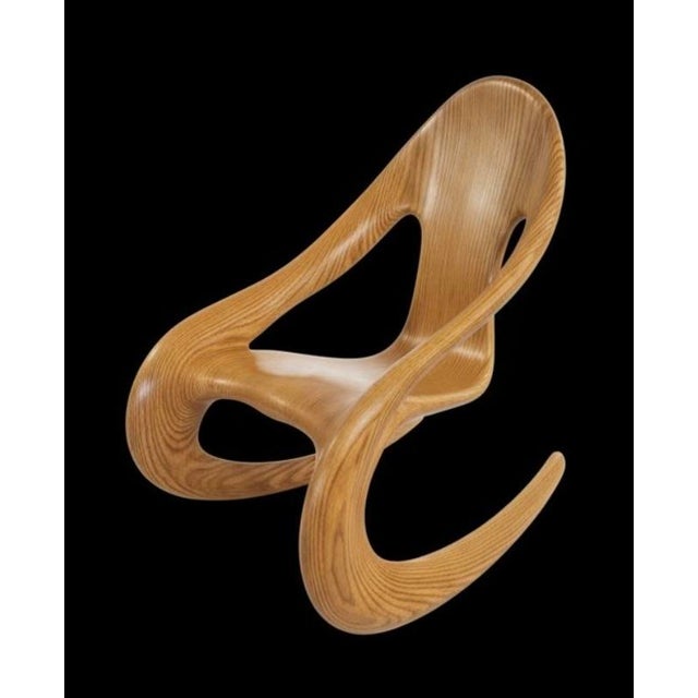 1980s Vintage Sculptural Rocking Chair Handcrafted by Carl Gromoll (Carved, Polished and Laminated Baltic Birch) For Sale - Image 5 of 15