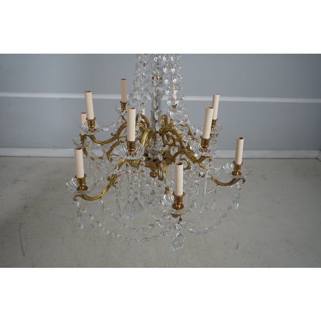 French 1980s French Style Crystal & Brass 12 Arm Chandelier For Sale - Image 3 of 12