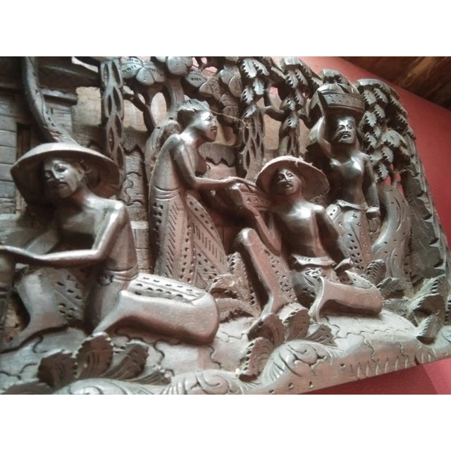 1970s Vintage 70s Balinese Relief Craved For Sale - Image 5 of 7
