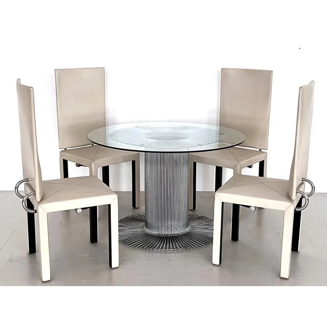 Italian Pedestal Dining Table in Chrome and Glass attributed to Gastone Rinaldi, 1970s For Sale - Image 6 of 13