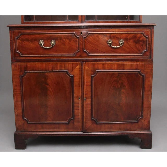 Brown Early-19th Century Flame Mahogany Secretaire Bookcase, Set of 3 For Sale - Image 8 of 18